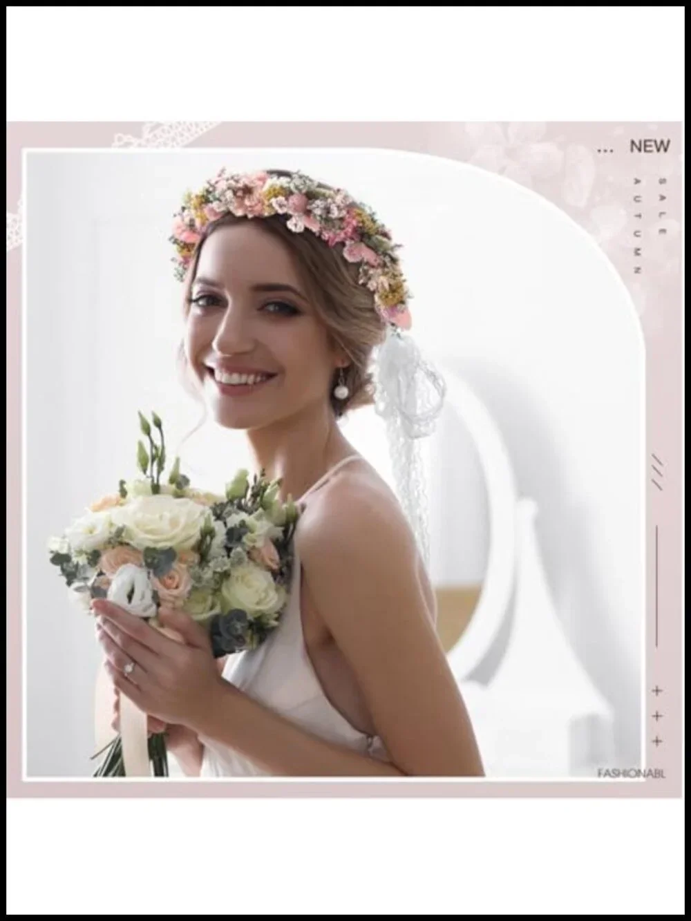 Dried Flower Wedding Headband Hair Accessory Adjustable Ribbon